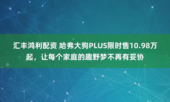 汇丰鸿利配资 哈弗大狗PLUS限时售10.98万起，让每个家庭的趣野梦不再有妥协