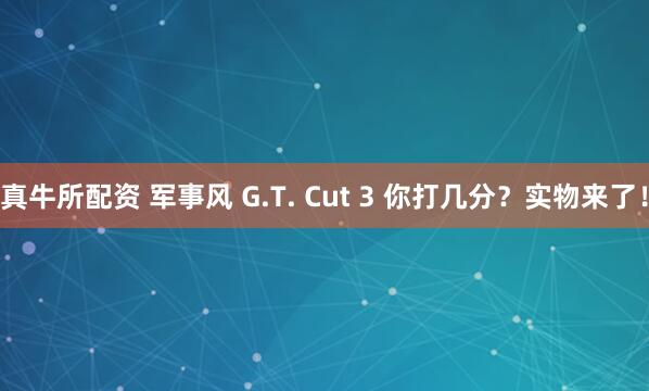 真牛所配资 军事风 G.T. Cut 3 你打几分？实物来了！